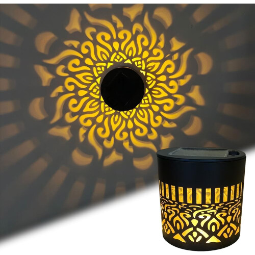 (Warm, -) RGB Waterproof Decorative Solar Mandala Deck Step Stair Light