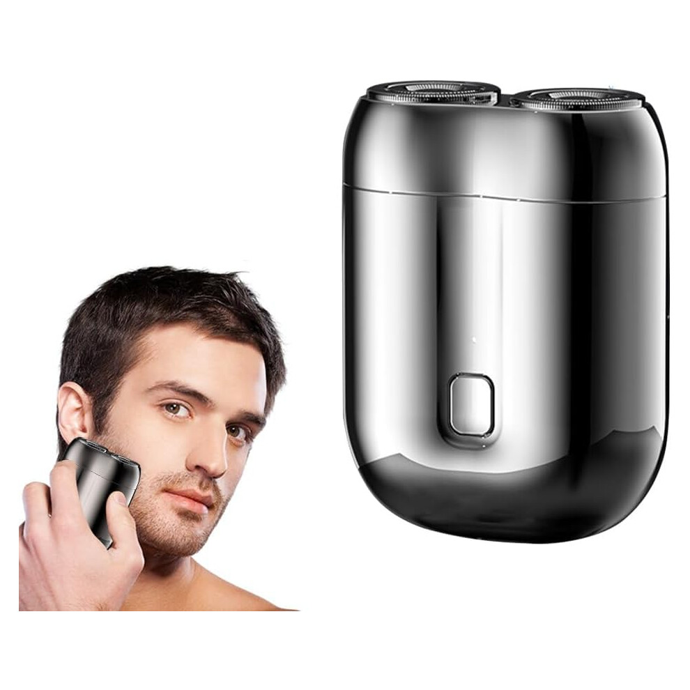 Oimg (Silver, -) Mini Dual-Head Electric Shaver For Men Â Usb Rechargeable Pocket Razor