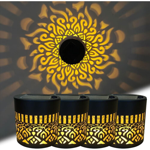 (Warm, -) RGB Waterproof Decorative Solar Mandala Deck Step Stair Light