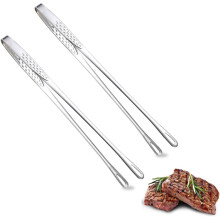 (Large x2, -) Stainless Steel Korean BBQ Heavy Duty Grill Tongs & Cooking Tweezers