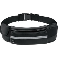 (Black, -) Waterproof Anti-Theft Invisible Waist Bag & Running Belt with Bottle Holder