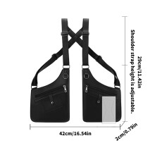 Motorcycle Vest Pack Waterproof PU Chest Pack Outdoor Shoulder Bag Phone Holder Dark brown