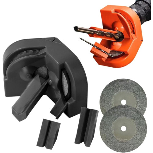 (Black, -) Multi-function Orange Drill Bit Sharpener for Grinder with 2 Wheels