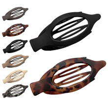 (Black & Amber Leopard, -) Matte Flat Claw Hair Clips for Women, for Driving & Office Styling