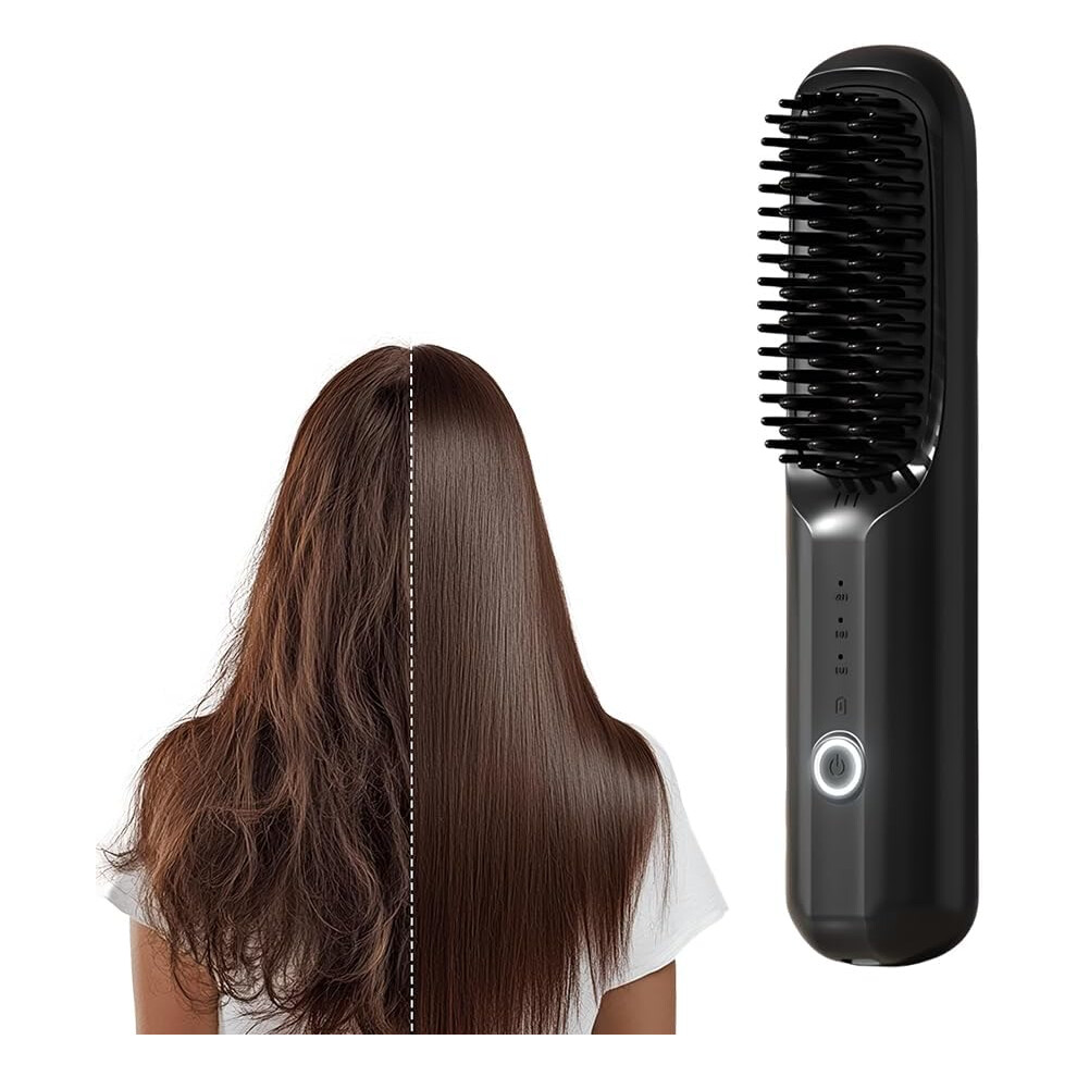 Oimg Black/Purple (-A, -) Cordless Hair Straightener Brush Â Usb Rechargeable For Travel,