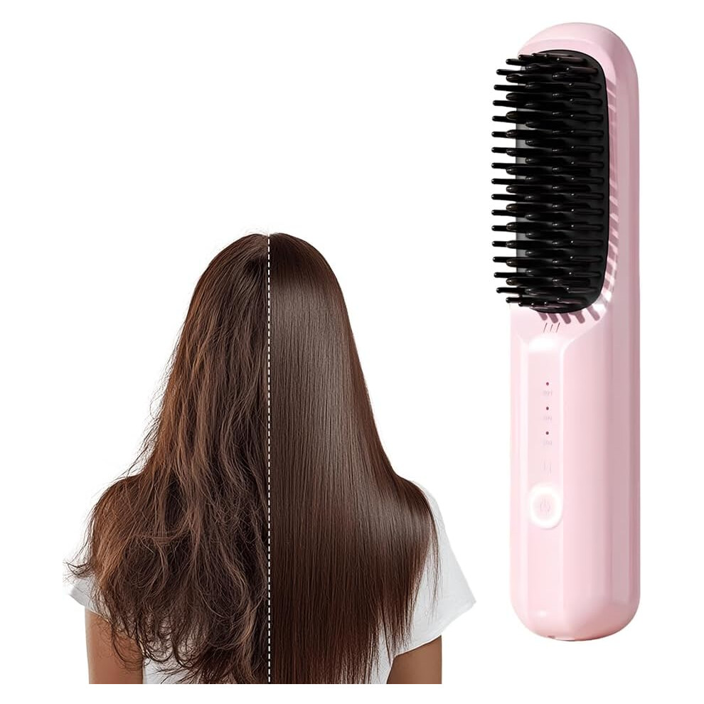 Oimg Pink/Purple (, -) Cordless Hair Straightener Brush Â Usb Rechargeable For Travel,