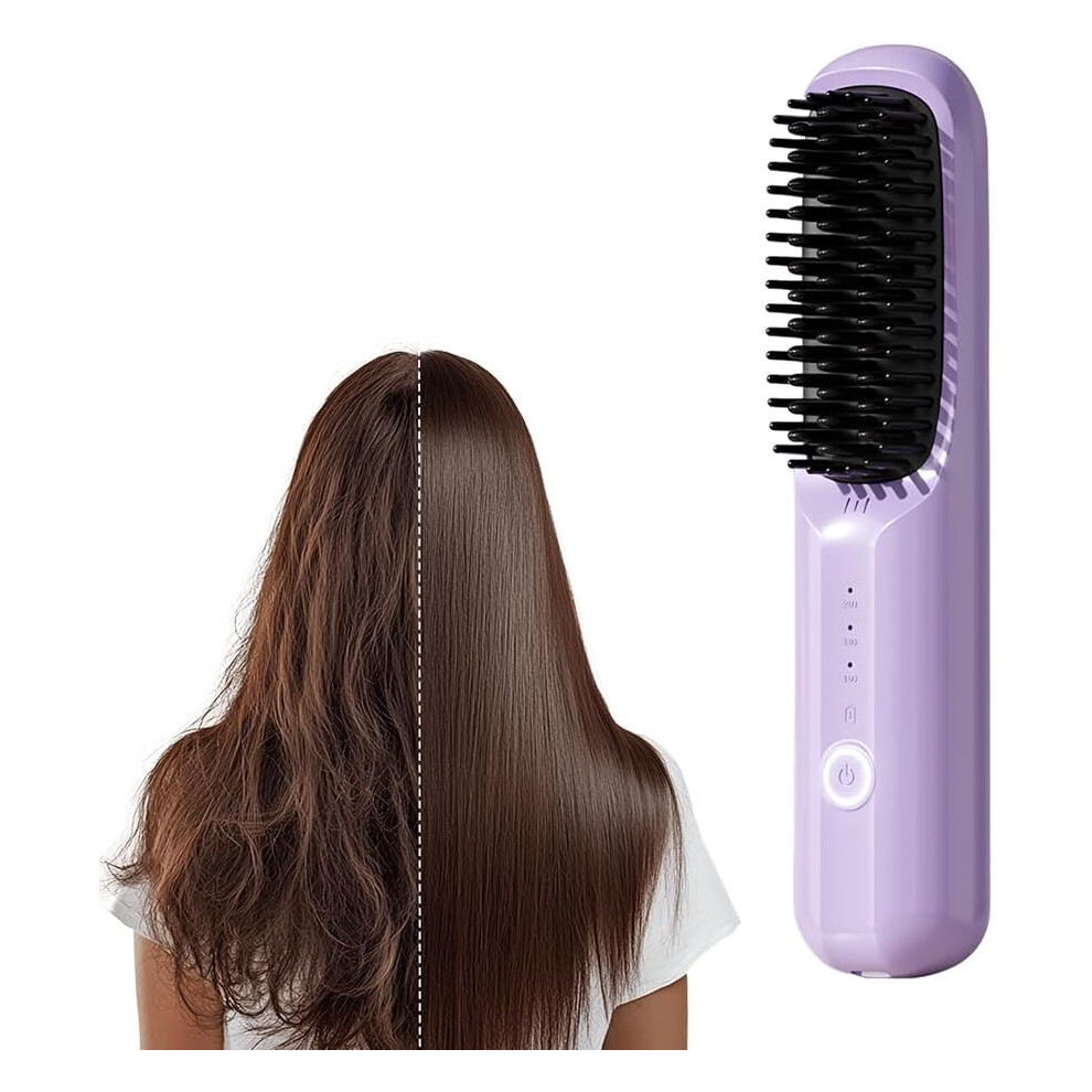 Oimg Purple (, -) Cordless Hair Straightener Brush Â Usb Rechargeable For Travel,