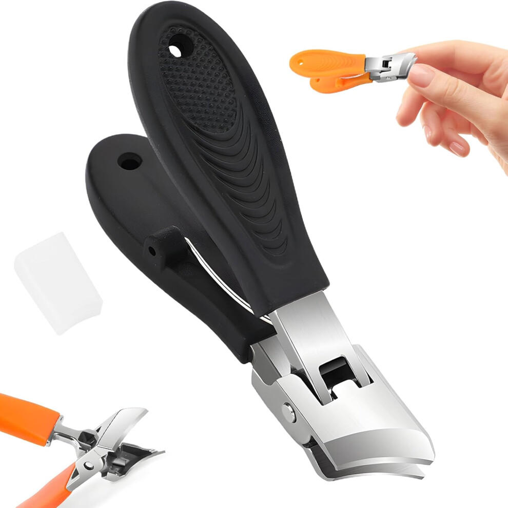 Oimg Black (, -) Wide Jaw Anti-Splash Slanted Nail Clipper Â For Thick Toenails, 2Pcs
