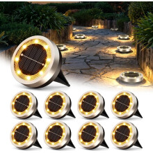 (Warm Light, -) Wodoodporne lampy solarne na zewnątrz, 8 LED, lampka ścieżkowa do ogrodu