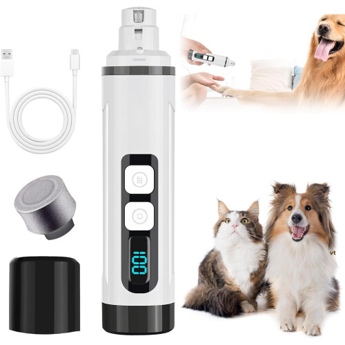 (Black, -) Lima uñas mascota LED recargable, perros.