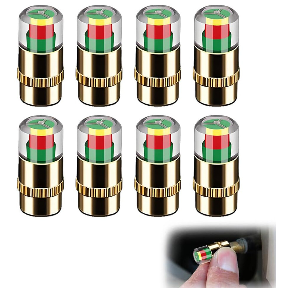 (, -) Tire Pressure Monitoring Valve Â 2.4Bar 36 Psi 3 Color Eye Alert Caps Gold 5437706948803