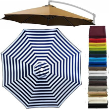 (Blue and White, 10ft/8 Ribs) Patio cantilever sateenvarjon vaihtokatos