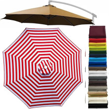 (Red and White, 10ft/8 Ribs) Patio cantilever sateenvarjon vaihtokatos