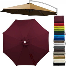 (Burgundy, 8ft/8 Ribs) Patio cantilever sateenvarjon vaihtokatos