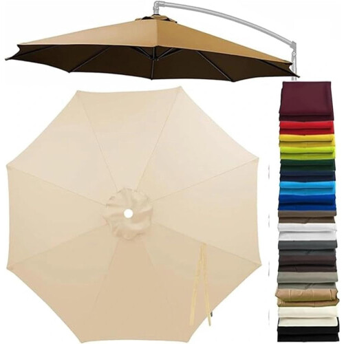 (Beige, 10ft/8 Ribs) Copertă umbrelă terasă 2.4/3m