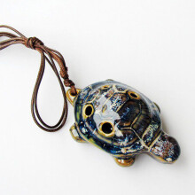 Elegant 6 Hole Musical Instrument C Key Handmade Ceramic Ocarina For 03 flower glaze yell