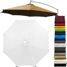 (White, 8ft/8 Ribs) Patio cantilever sateenvarjon vaihtokatos