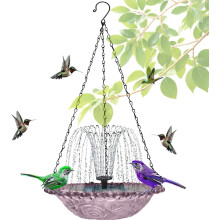 (Purple, -) Fontaine suspendue bain oiseau solaire, pompe et bol, jardin