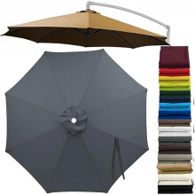 (Gray, 8ft/8 Ribs) Patio cantilever sateenvarjon vaihtokatos