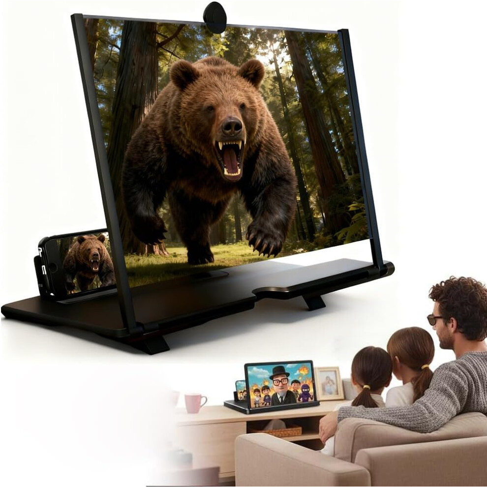 (, 14In) Screen Magnifier For Cell Phone Â 3D Hd Foldable Amplifier For Movies Black 5437706951285