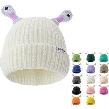 (White, One Size) 1er-Leuchtende Monster-Mütze, gestrickt, für Frauen, Mädchen