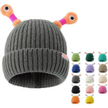 (Grey, One Size) 1er-Leuchtende Monster-Mütze, gestrickt, für Frauen, Mädchen