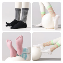 Striped Design Finger Sock for Enhancing Grip and Comfort Pilates and White and green