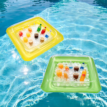 Versatile Swimming Pool Floating Tray for Multiple Beverages and Snacks Yellow square