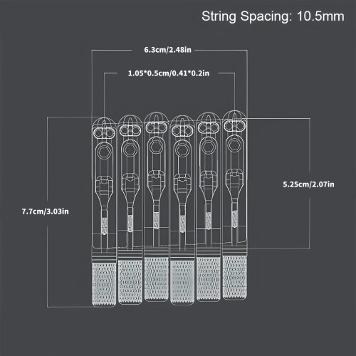 6 String Guitar Fixed Bridge 10.5mm String Spacing Headless Guitar Bridge Silver