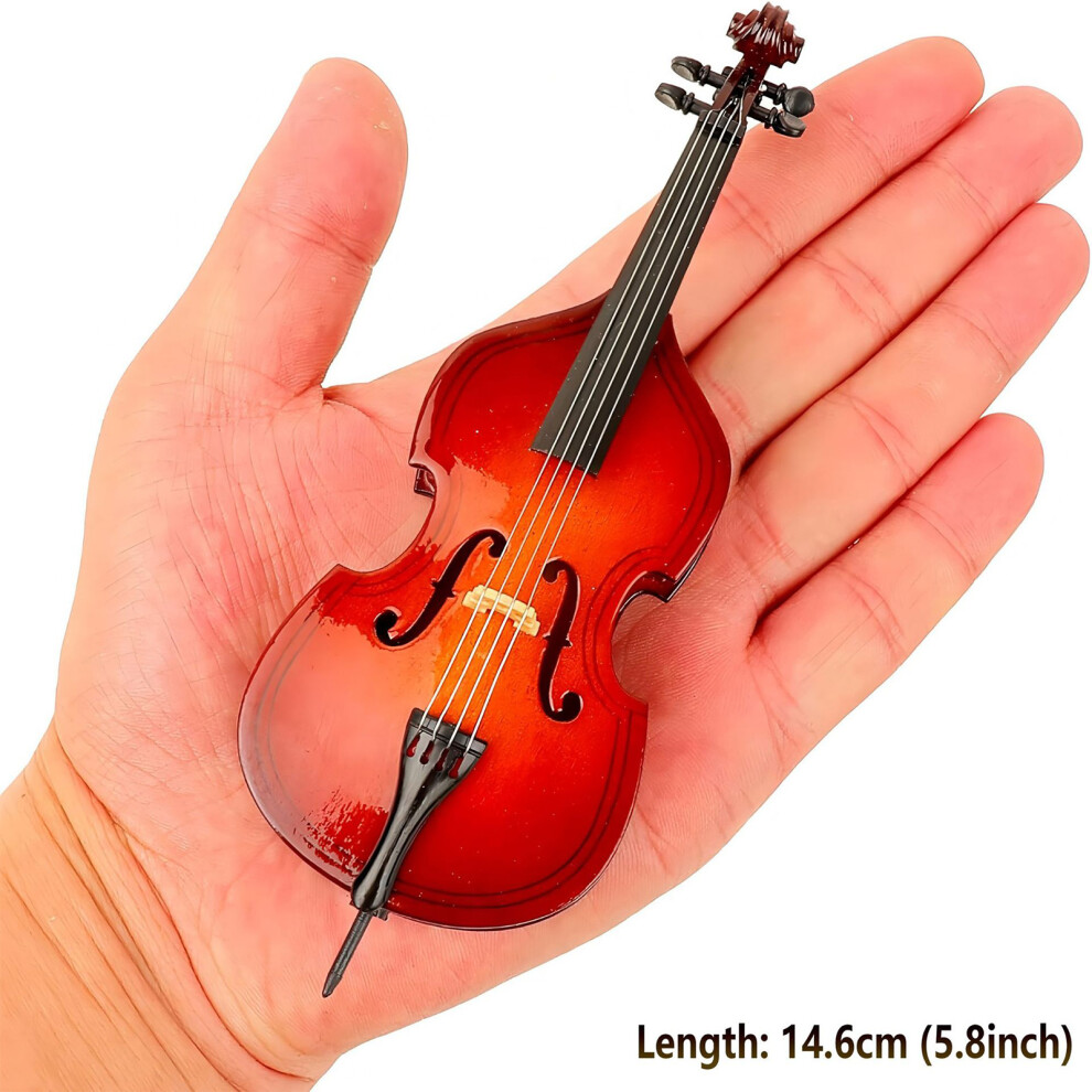 Artistic Small Cello Violin with Wood Body and Bows Elegant Shelf Display Piece 10cm-image-OPC-PVMSMX6-NEW