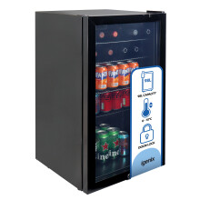 Igenix 98L Under Counter Drinks Fridge, Fridge with Lock, 0 to 10C, Compact Beverage Cooler, Reversible Door, IGBF098UCB, Black