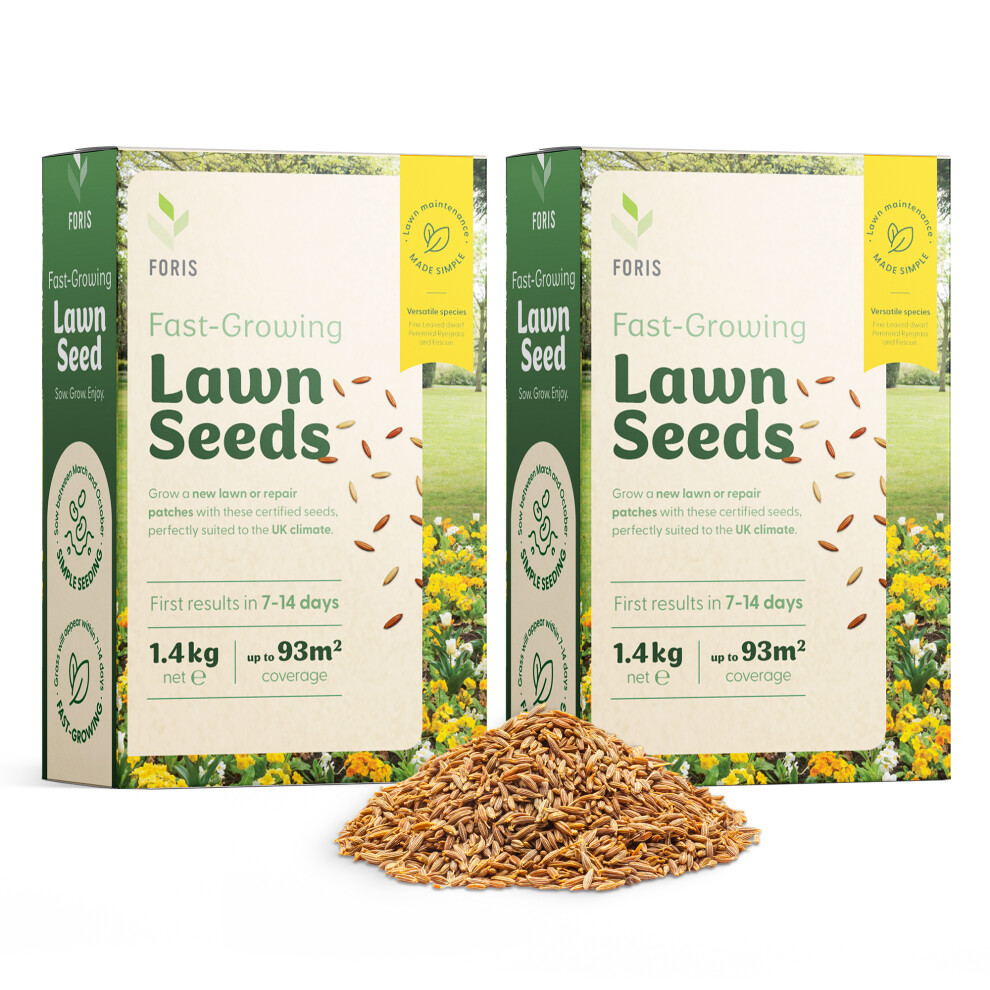 - Foris 2.8Kg Fast Grow Lawn Seed 186 Sq. M7-14 Day GerminationHard Wearing Repair BlendLow Maintenance Uk Climate Grass Seed - Image 2
