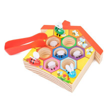 Holzspielzeug Farberkennungsclip Perlen Passende Klemme Bienenhausfalle Spiel Frühes Lernspielzeug Geschenk für Kinder