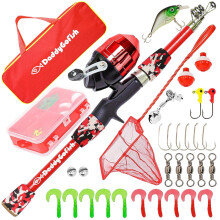 DaddyGoFish Kids Fishing Pole - Rod Reel Combo Tackle Box Starter Set - First Year Small Gear Kit for Boys Girls Toddler Youth Age Beginner Little Ch