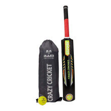 Ram Cricket Crazy Cricket Bat and Ball Set - Durable Plastic Construction with Powerful Hitting Zone – Available in Sizes 6, 4, 2, 0 & Embossed Seam