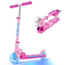 Scooter for Kids Ages 5-12 TONBUX Folding 2 Wheel Kids Scooter with Light Up Wheels & Stem & Deck, 3 Adjustable Height Handle, Lightweight Portable K