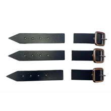 Sturdy Black Kilt Strap and Chrome Buckle with Leather Tab - 1 Inch 3cm Wide x3