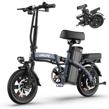 URLIFE 14" Electric Bike, Portable E-bike with 48V 7.5AH Removable Battery 250W Brushless Motor, 60 KM Max Range, Folding Ebike LCD Display, Electric