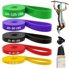 Resistance Bands Set, 5 Levels Resistance Pull Up Bands Set, for Exercise Strength Training, with Door Anchor And Tote Bag, for Home Gym Yoga Physica