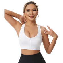 Hollowed Back Sports Bra with Front Zippered Closure Breathable Sports Bra Pink XL