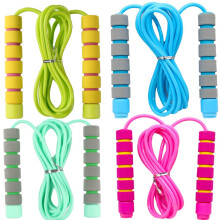 4 Pack Adjustable Soft Skipping Rope with Skin-Friendly Foam Handles for Kids, Children, Students and Adults, Fitness Jump Rope For Outdoor, Party Fa
