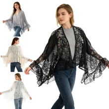 Beautiful Lace Coverup Quick Drying Design Bayfront Wrap Polyester Texture Apricot