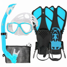 HH HHAO SPORT Children's Snorkel Set with Fins, 180 Panorama Wide View Diving Goggles, Adjustable Swimming Fins, Diving Mask and Dry Top Snorkel wit