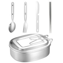 5 Pcs Mess Tin, Mess Tins, Camping Saucepan, Stainless Steel Camping Mess Kit, Cookware Set With Tins And Foldable Cutlery, Portable For Hiking And Ou