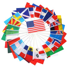 24 Pcs World Cup Flags 2026, 24 Countries Flags Hand Held Double Sides Fabric Small Flag Banner with 30cm White Pole for 2026 Football World Cup Deco