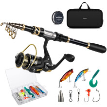 Gonex Telescopic Fishing Rod and Spinning Reel Combo Set with Fishing Line, Fishing Lures Kit & Accessories and Carrier Bag for Saltwater Freshwater