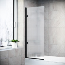 Nes Home 800mm Fluted Bath Screen, Easy Clean Matte Black Aluminium and Parts