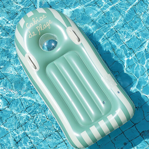 Inflatable Bodyboard With Textured Grip Surfaces And Quick Pump Floating Mat RT