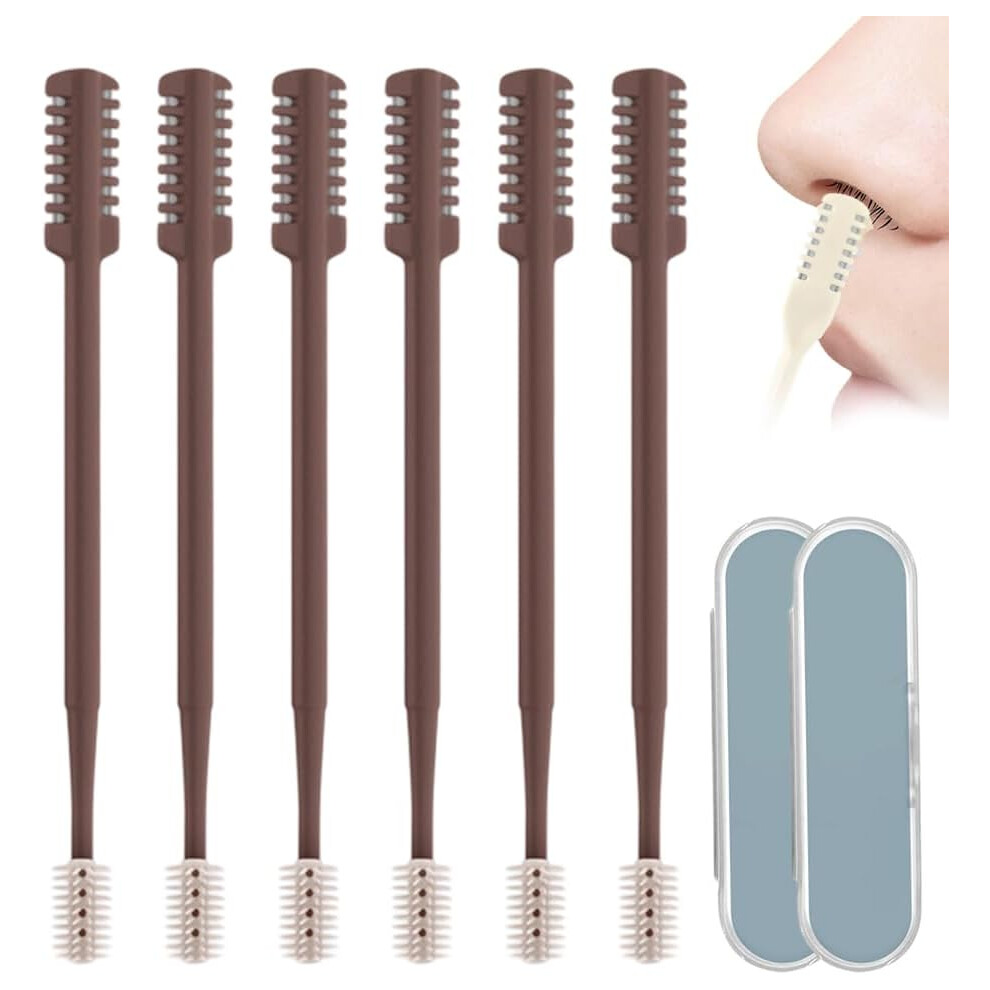 Oimg (Coffee, 6 Pcs) Portable Nasal Hair Cutter Â Double Sided 360 Rotating Trimmer