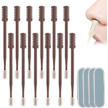 (Coffee, 12 Pcs) Portable Nasal Hair Cutter – Double Sided 360 Rotating Trimmer